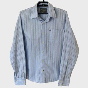 Abercrombie & Fitch Striped Dress Shirt Blue Men's Size XL Button-Up Long-Sleeve